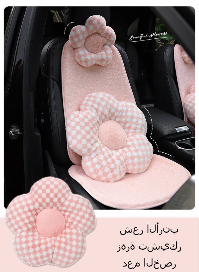 Flower Floor Pillow,Flower Plush Seating Chair Cushion,Cute Flower Pink Plaid Print Seating Oversized Throw Pillow Pad For Home Sofa Bed Decoration - Image 1