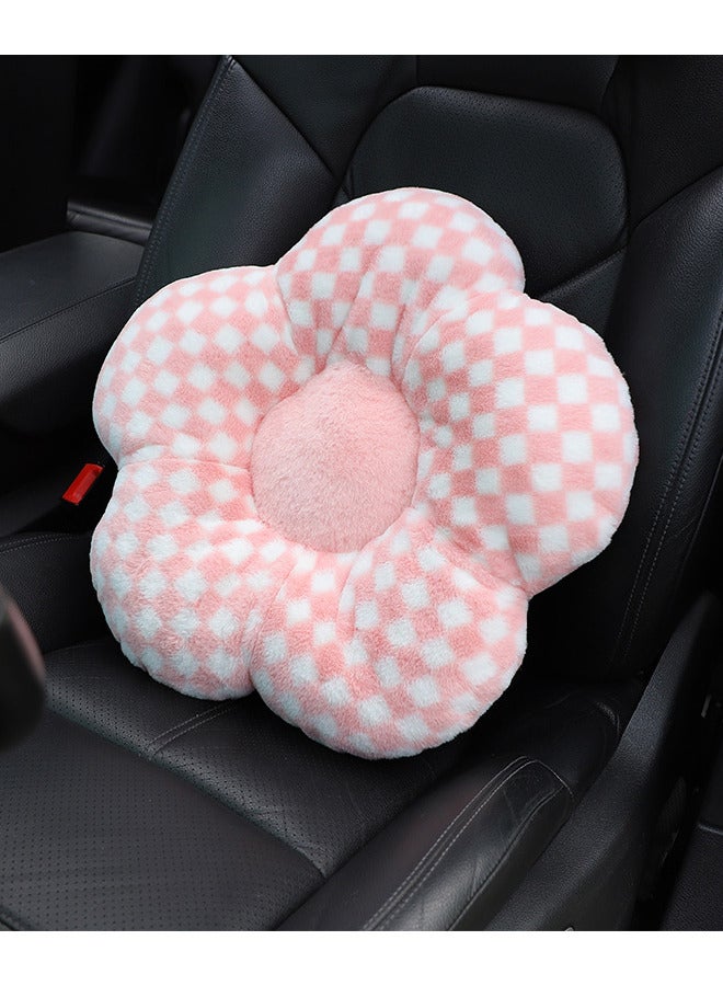 Flower Floor Pillow,Flower Plush Seating Chair Cushion,Cute Flower Pink Plaid Print Seating Oversized Throw Pillow Pad For Home Sofa Bed Decoration - Image 2