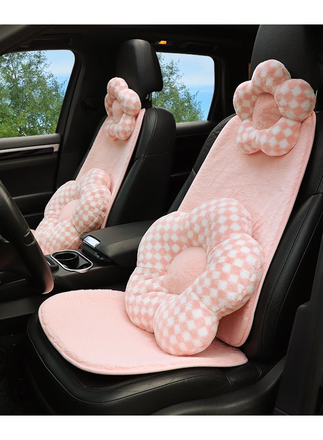 Flower Floor Pillow,Flower Plush Seating Chair Cushion,Cute Flower Pink Plaid Print Seating Oversized Throw Pillow Pad For Home Sofa Bed Decoration - Image 3