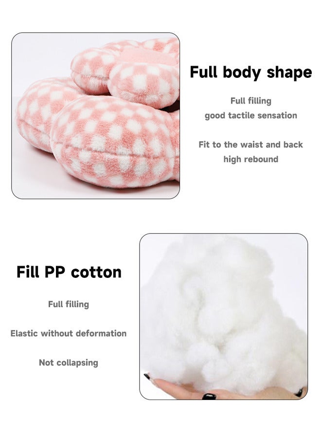 Flower Floor Pillow,Flower Plush Seating Chair Cushion,Cute Flower Pink Plaid Print Seating Oversized Throw Pillow Pad For Home Sofa Bed Decoration - Image 5