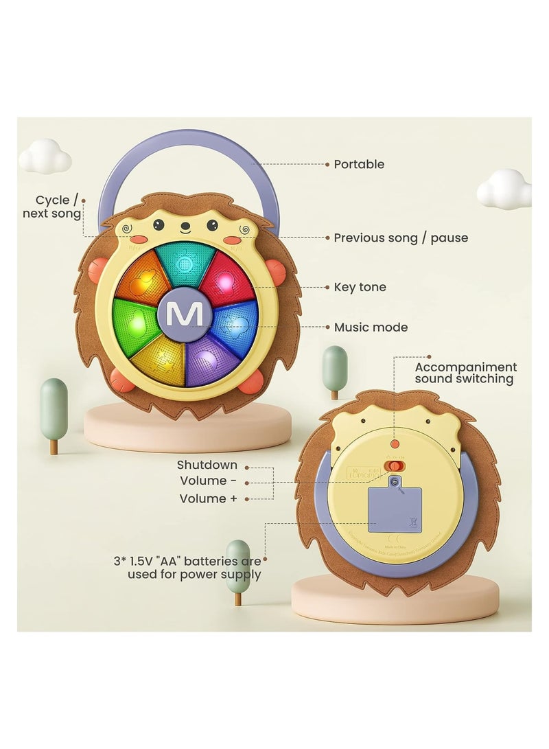 Zikra Kids Music Drum Toy with Sound and Light, Musical Toy Electronic Musical Drum for Baby, Sensory Activity Toys, Baby Activity Gift for Boy Girl 18 Months (Hedgehog) - Image 3