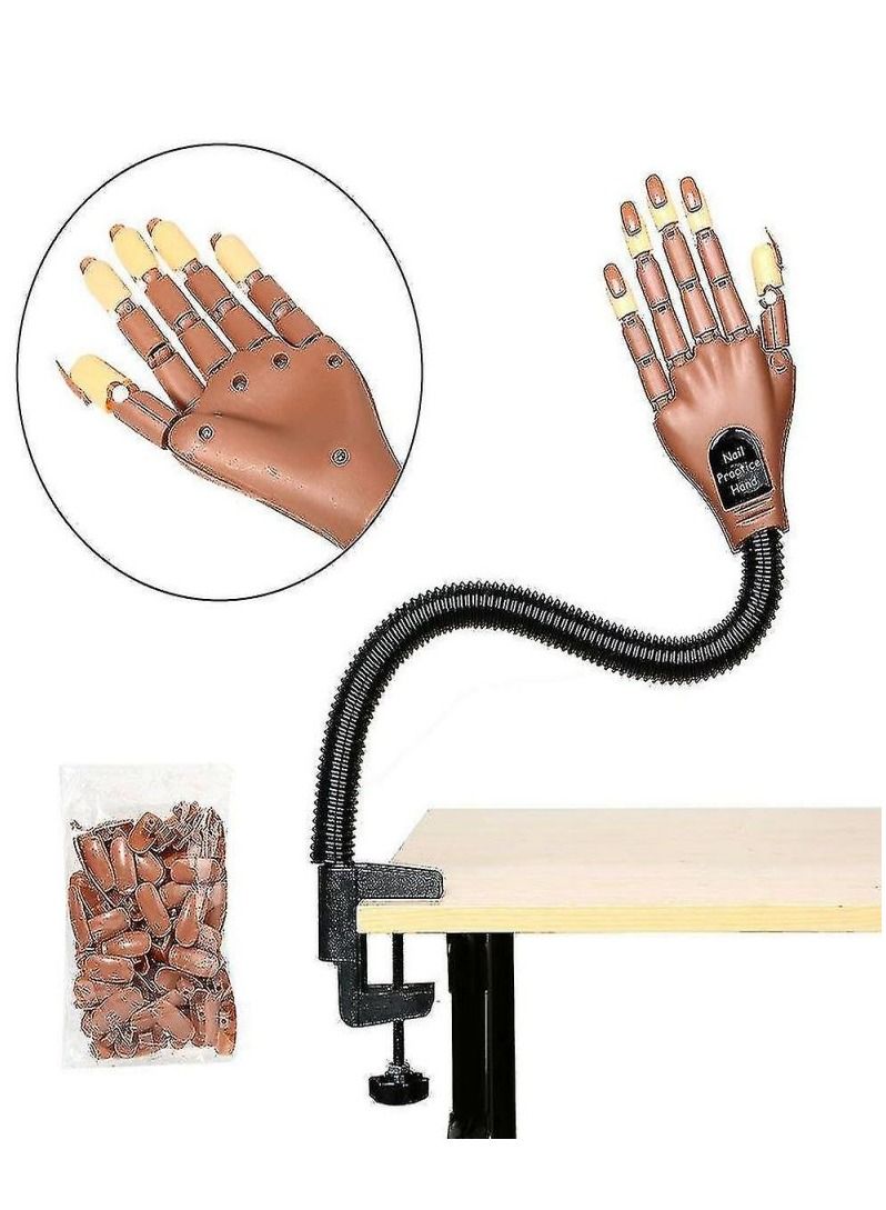 Nail Art Adjustable Training & Practice Gel Tips Model Hand 1 x Nail Art Training Hand 1 x 100 pcs Nail Tips ( 2pcs) - Image 2