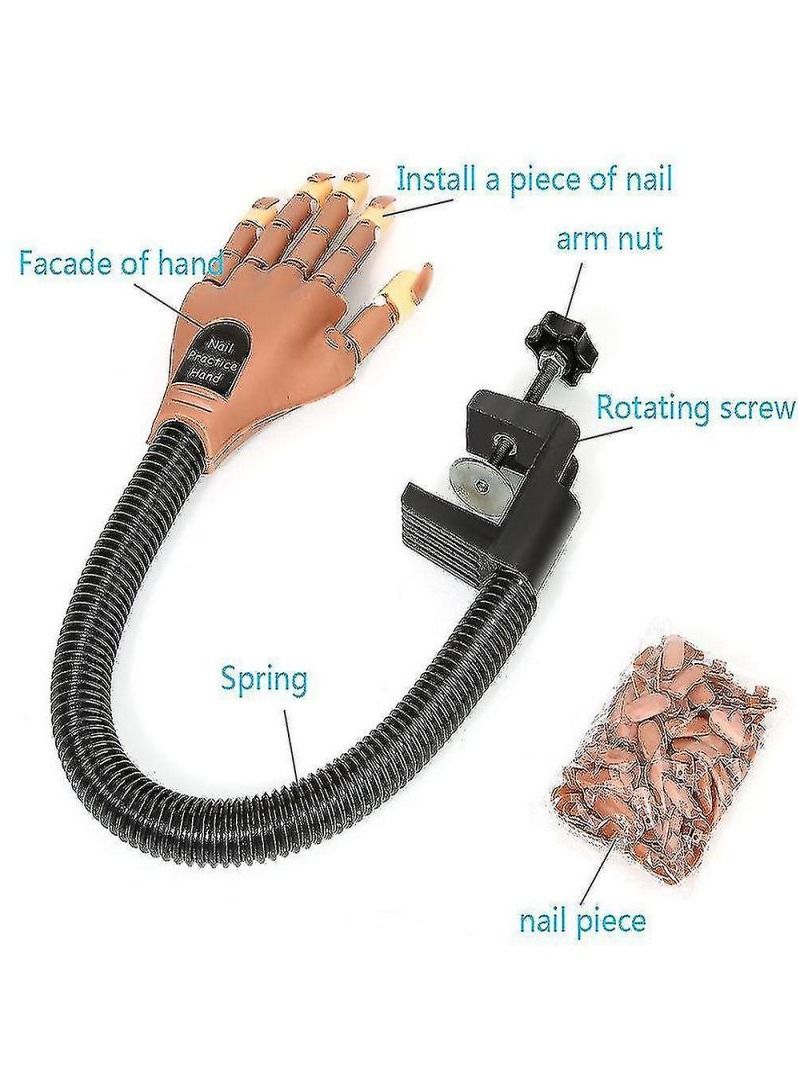 Nail Art Adjustable Training & Practice Gel Tips Model Hand 1 x Nail Art Training Hand 1 x 100 pcs Nail Tips ( 2pcs) - Image 3