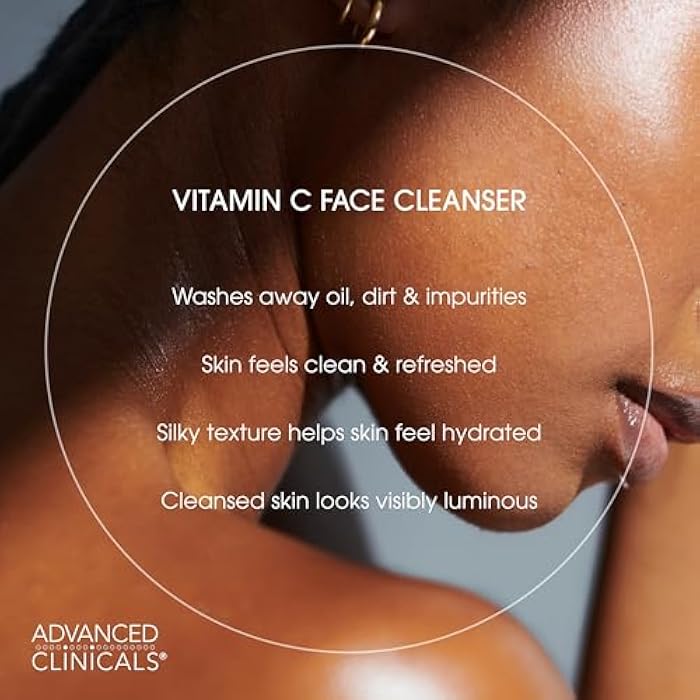 Advanced Clinicals Gentle Vitamin C Face Wash For Women & Men | Citrus Scented Gel Facial Cleanser Soap | Aloe Vera + Ferulic Acid Hydrating Foaming Wash For Cleansing Dirt & Oil, Large 11.75 Fl Oz - Image 4