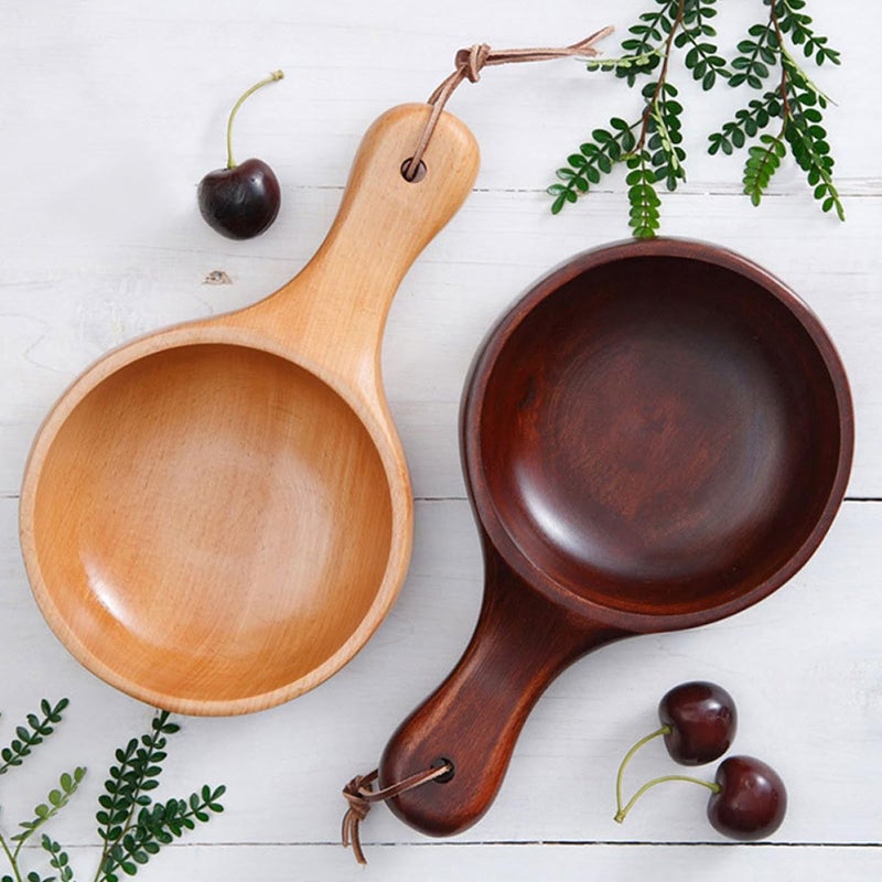 Beech Wood Salad Bowl With Handle For Kimchi Cold Food Serving Kitchen Party - Image 5