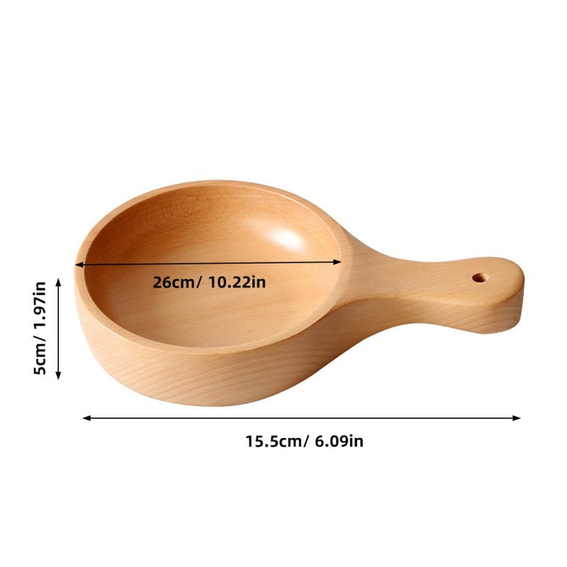 Beech Wood Salad Bowl With Handle For Kimchi Cold Food Serving Kitchen Party - Image 3