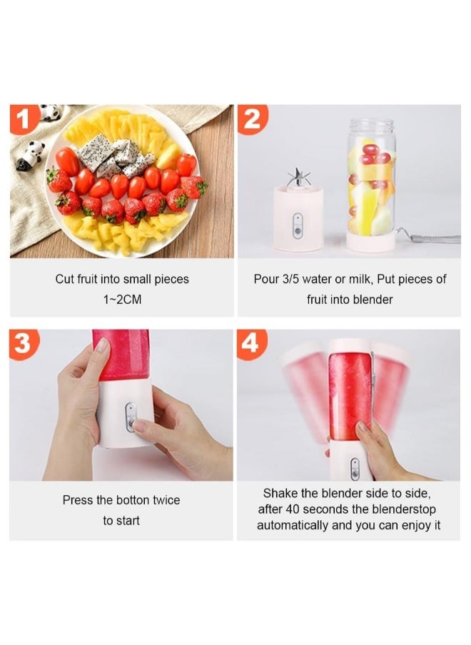 Generic - Portable Juicer, Personal Size Blender for Shakes and Smoothies, USB RechargeableStrong Cutting Capacity with 6 Blades, 500ml Juicer Cup - Image 1