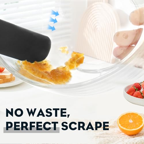 PUCKWAY 3pcs Silicone Jar Spatulas 10in Long Skinny Heat-Resistant, Narrow Spatula Set for Scraping Peanut Butter, Sourdough, Jam in Small Containers, Blenders & Baking (Black) - Image 4