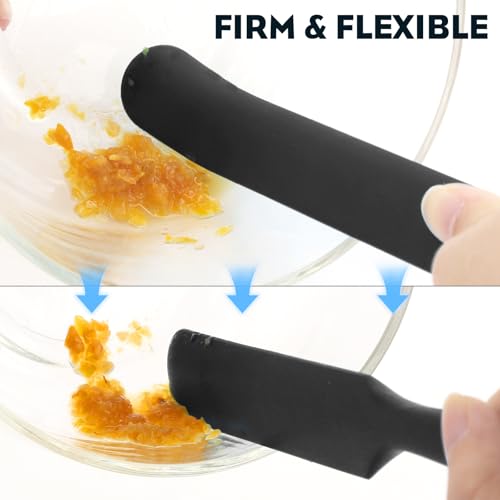 PUCKWAY 3pcs Silicone Jar Spatulas 10in Long Skinny Heat-Resistant, Narrow Spatula Set for Scraping Peanut Butter, Sourdough, Jam in Small Containers, Blenders & Baking (Black) - Image 5
