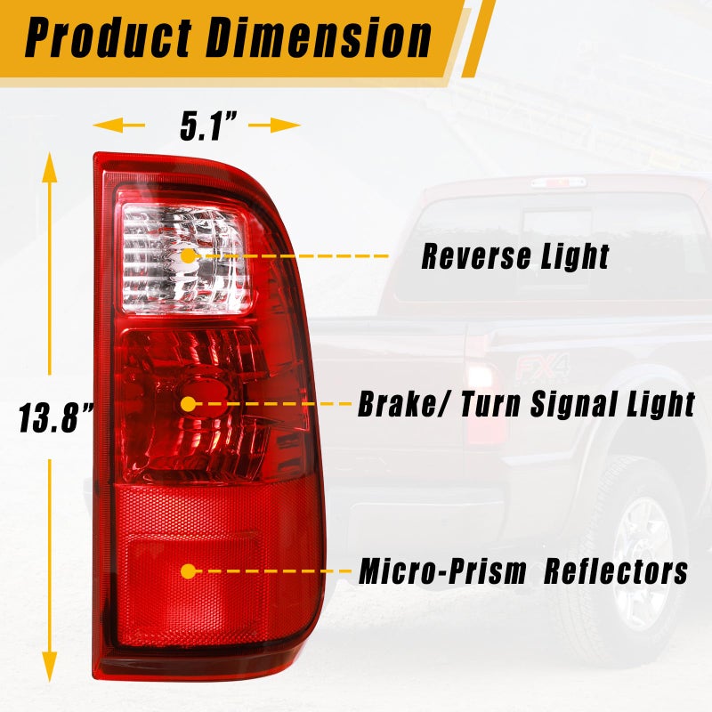 Boine Tail Light Compatible With 2008-2016 Ford F250 F350 F-250 F-350 Driver and Passenger Side Rear Light Brake Lamps Replaces FO2800208 FO2801208 - Image 2