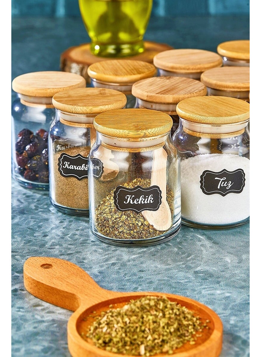 Fbz Home Labeled 300 ml 12 Jars and 12 Mini Spice Spoons - 24 Piece Spice Set  - Image 2