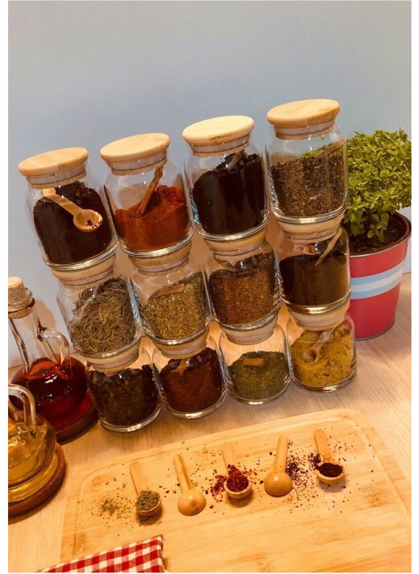 Fbz Home Labeled 300 ml 12 Jars and 12 Mini Spice Spoons - 24 Piece Spice Set  - Image 4