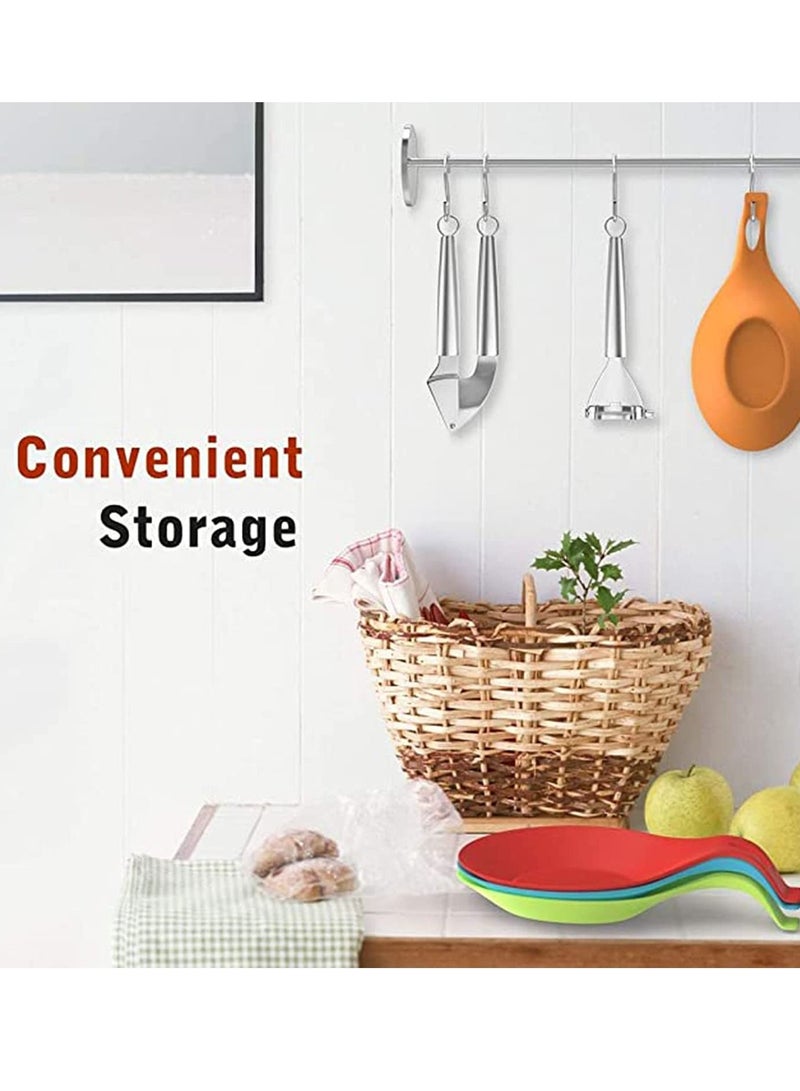 KASTWAVE Kitchen Silicone Spoon Rest, Flexible Almond-shaped, Silicone Kitchen Utensil Rest Ladle Spoon Holder Set of 4 - Image 4