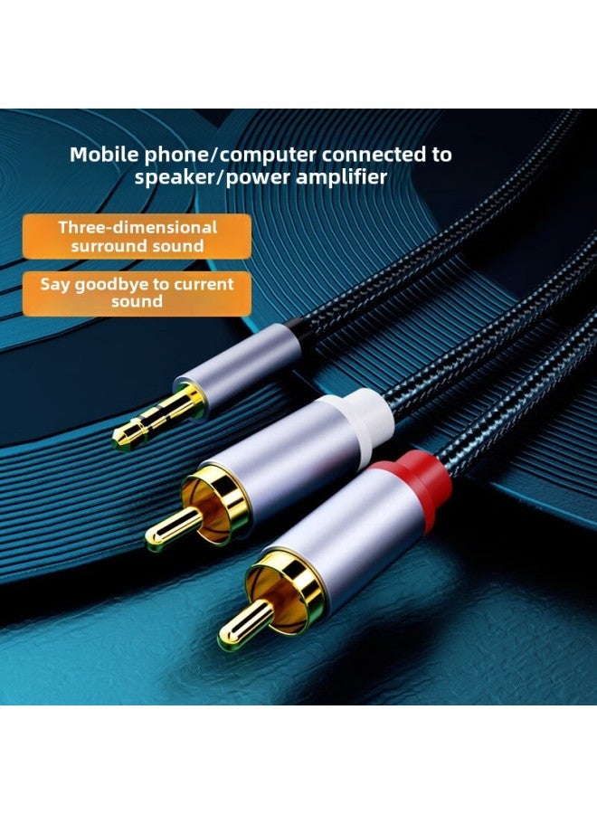 Audio Line One Half Aux3.5mm To Double Lotus Mobile Phone Computer And Power Amplifier Rca Audio Connection Line Red And White-Color:1m -luxury Alloy Model [lossless Sound Quality] 95% User Choices  - Image 1