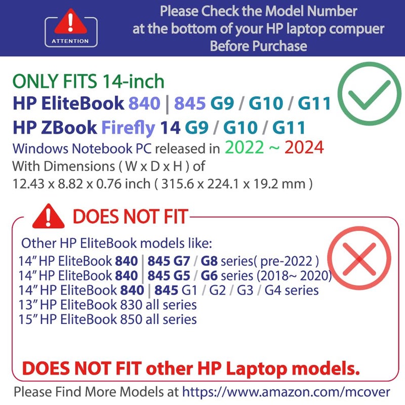 mCover Case Only Compatible for 2022~2024 14" HP EliteBook 840 (Intel CPU) | 845 (AMD CPU) | ZBook Firefly 14 G9 / G10 / G11 Series Windows PC (NOT Fitting Any Other HP Models) - Purple - Image 2