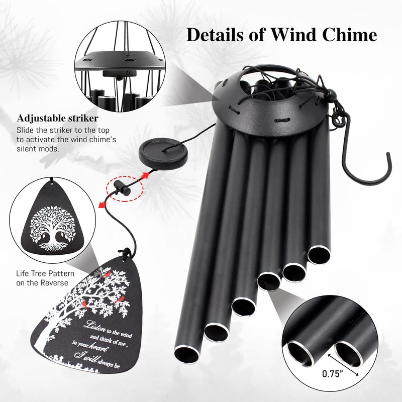 Howarmer Sympathy Wind Chimes for Loss of Loved One, 32" Memorial Windchimes for Outside, Bereavement Gifts in Memory of Mother Father,Outdoor Chimes Home Garden Patio Decor - Image 4