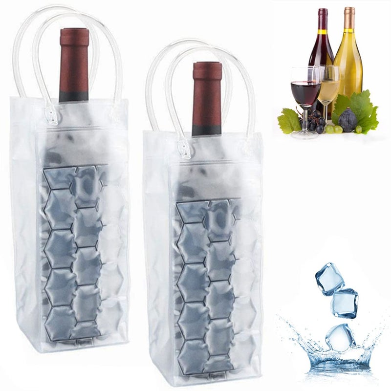 coldchill Ice Wine Bag Wine Chiller Wine Cooler Refrigerator Wine Fridge Wine Bottle Chiller Cooler for Red White Champagne or Sparkling Gel Cooling Holder Freestanding Carrier Chilling Set 2