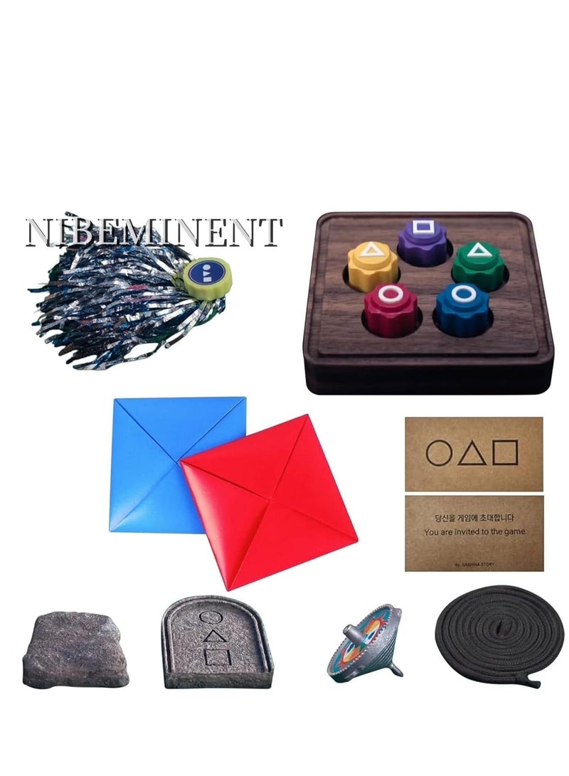 NIBEMINENT Korean Traditional Play Game, Korean Folk Game Set - Gong-gi, Biseokchigi, Jebi chagi, Paeng-y, DDAKJI Game Set, Family Travel Game (1 set)  - Image 1