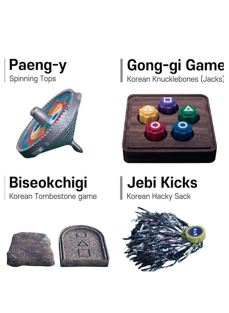 NIBEMINENT Korean Traditional Play Game, Korean Folk Game Set - Gong-gi, Biseokchigi, Jebi chagi, Paeng-y, DDAKJI Game Set, Family Travel Game (1 set)  - Image 2