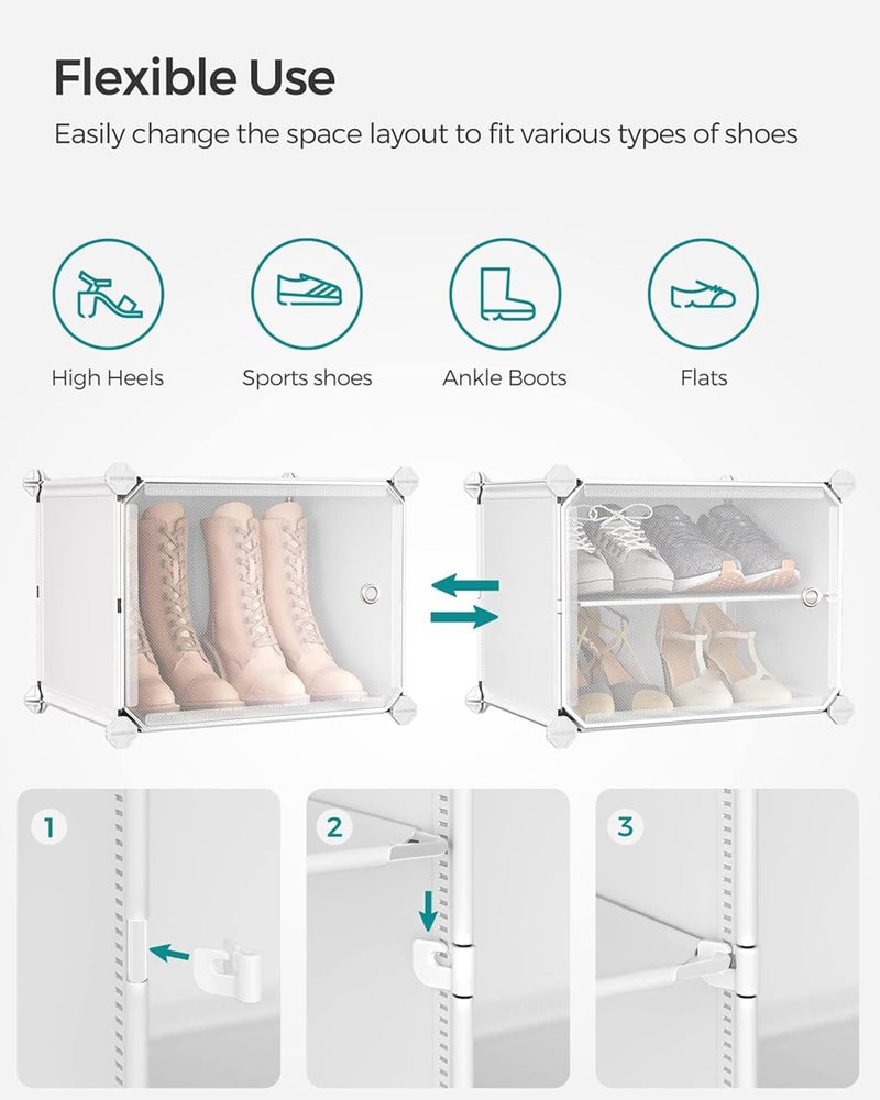 LiveCool Shoe Rack Plastic, 12-Layer Shoes Rack for Home Plastic, Closed Shoe Rack with Door&Metal Hook, Soft PP Plastic Shoe Stand Organiser Sneakers/Heels/Slippers on Bedroom Entryway,White (SR-W12) - Image 5