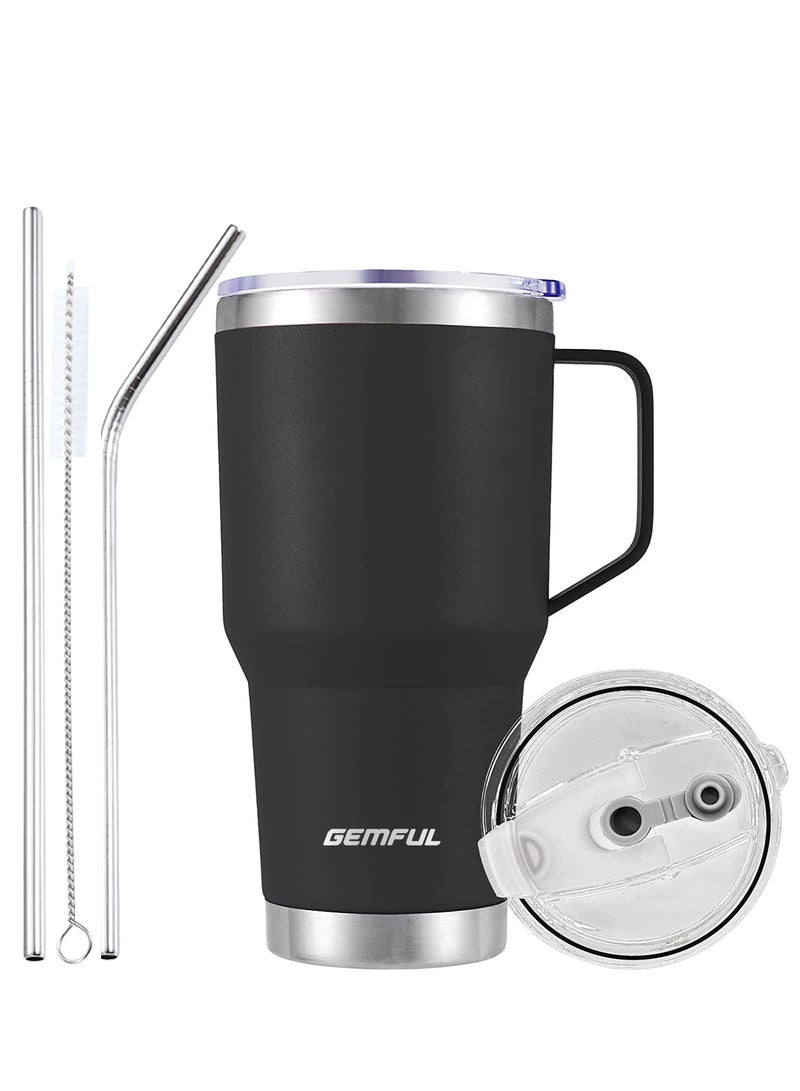 GEMFUL 900ml Stainless Steel Tumbler with Handle – Insulated Travel Cup for Hot & Cold Drinks, Leakproof Lid – Perfect for Office & Outdoor - Image 1