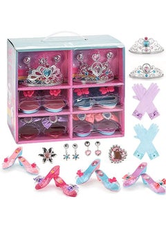 Princess Dress Up Clothes For Little Girls Princess Toys,Toddler Toys For Girls - Kids Pretend Play Includes 4 Pairs Princess Shoes, Rings, Earrings, Crown - Gifts For 3,4,5, Year Old Girls