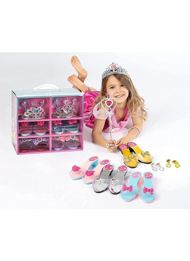 Beauenty - Princess Dress Up Clothes For Little Girls Princess Toys,Toddler Toys For Girls - Kids Pretend Play Includes 4 Pairs Princess Shoes, Rings, Earrings, Crown - Gifts For 3,4,5, Year Old Girls - Image 1