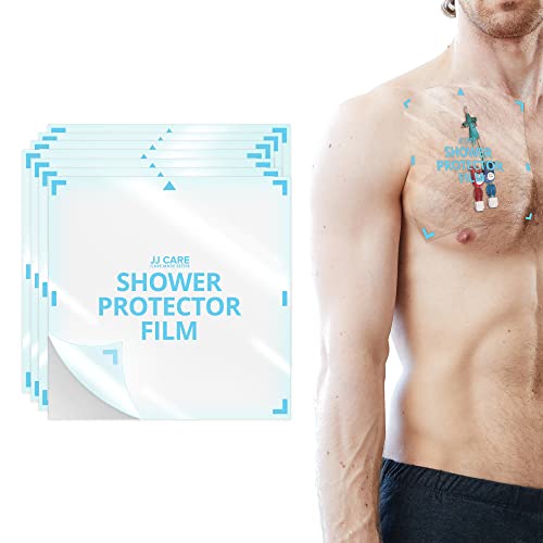 JJ CARE Shower Protector [Pack of 14], 9x9 Dialysis Catheter Shower Shileds Wound Cover, PICC Line Water Barrier, Colostomy Waterproof Bandage Protector, 2 Week Supply - Image 1