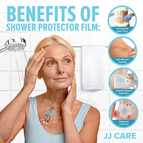 JJ CARE Shower Protector [Pack of 14], 9x9 Dialysis Catheter Shower Shileds Wound Cover, PICC Line Water Barrier, Colostomy Waterproof Bandage Protector, 2 Week Supply - Image 5