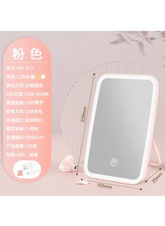 led Makeup Mirror with Lamp Desktop Internet Celebrity Womens Small Mirror ins Style Dormitory Desktop Portable Small Dressing MirrorPink (three-color light) Pink (three-color light)
