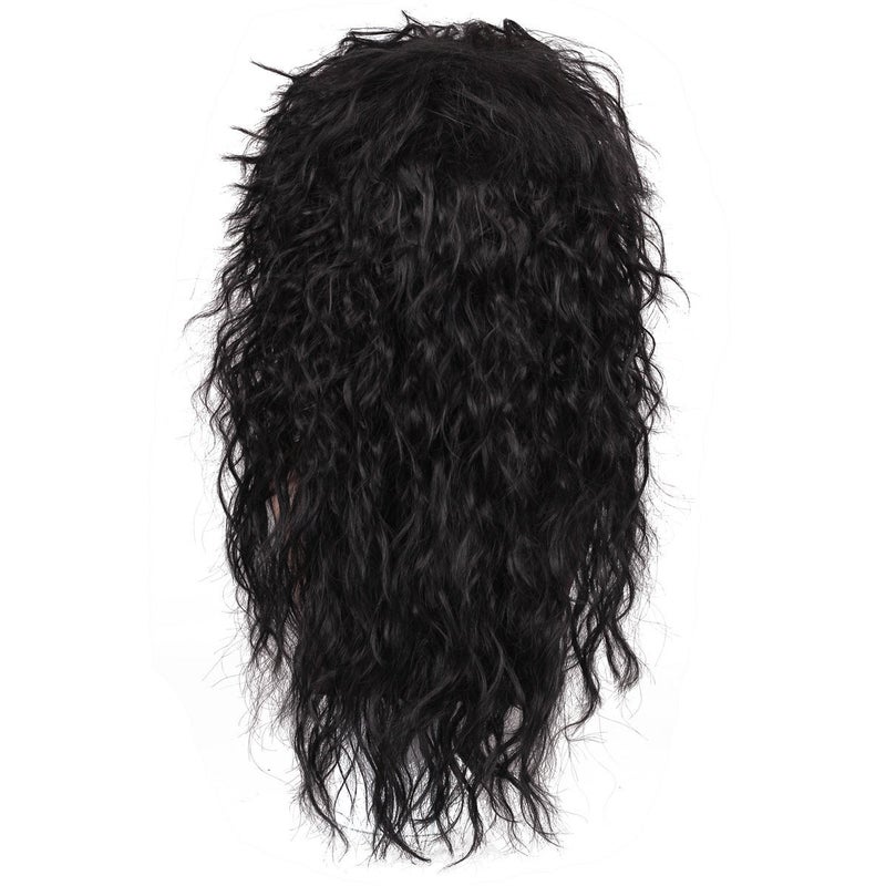FantaLook Mens 80S Long Curly Black Rocker Costume Wig - Image 2