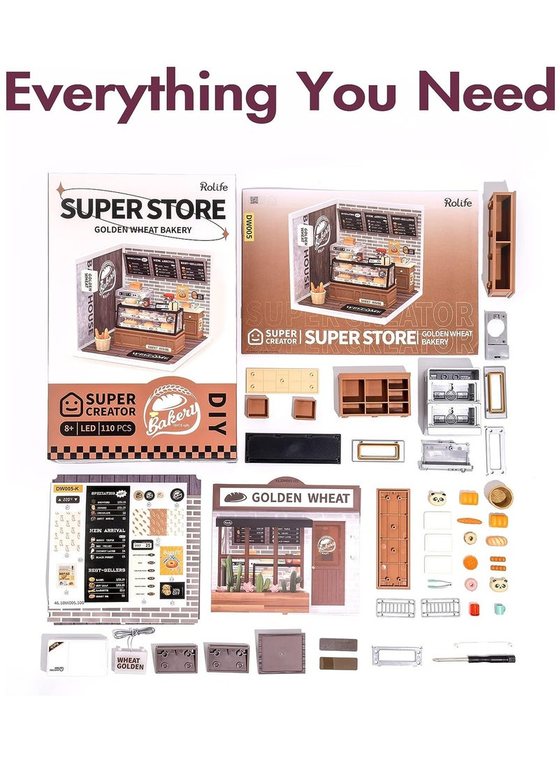 Robotime Rolife Super Creator Golden Wheat Bakery Plastic DIY Miniature House Kit DW005, DIY 3D Puzzles for Adults/Teens, Unique Gift for Craft Hobby and Creative Home Decor - Image 4