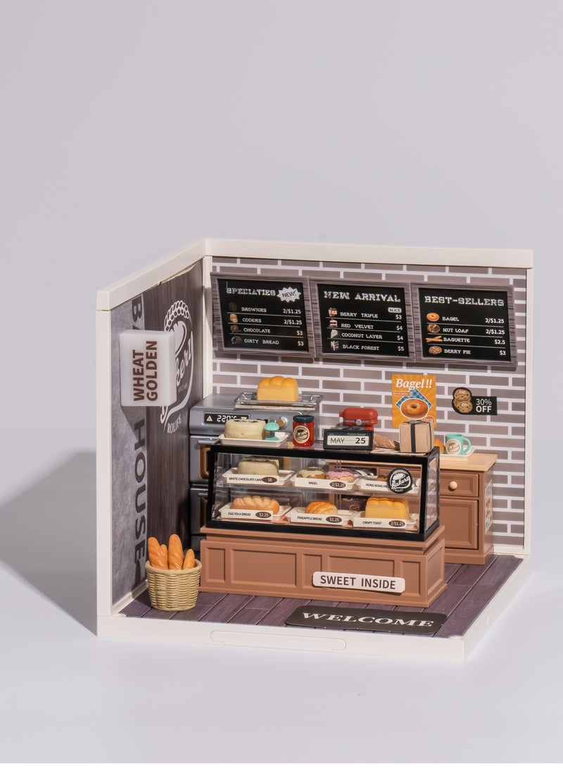Robotime Rolife Super Creator Golden Wheat Bakery Plastic DIY Miniature House Kit DW005, DIY 3D Puzzles for Adults/Teens, Unique Gift for Craft Hobby and Creative Home Decor - Image 1