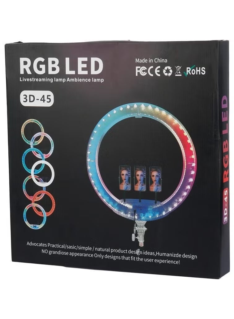 3D-45 RGB Ring Light With 360 Degree Free Rotation Free Adjustment And Eye Protection For Vlogging Reels And Photography - Image 1