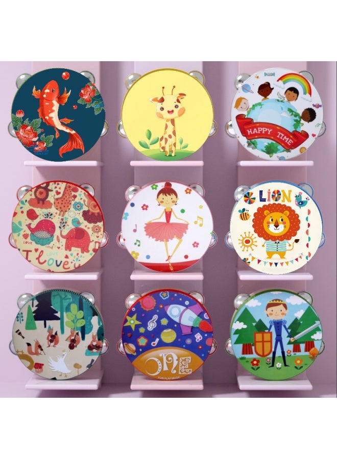 Orff Musical Instrument Children's Small Tambourine Wooden Baby Hand Drum Kindergarten Teacher Performances Linggu-Color:Grass Skirt Girl( 7.5inch Cm)  - Image 3