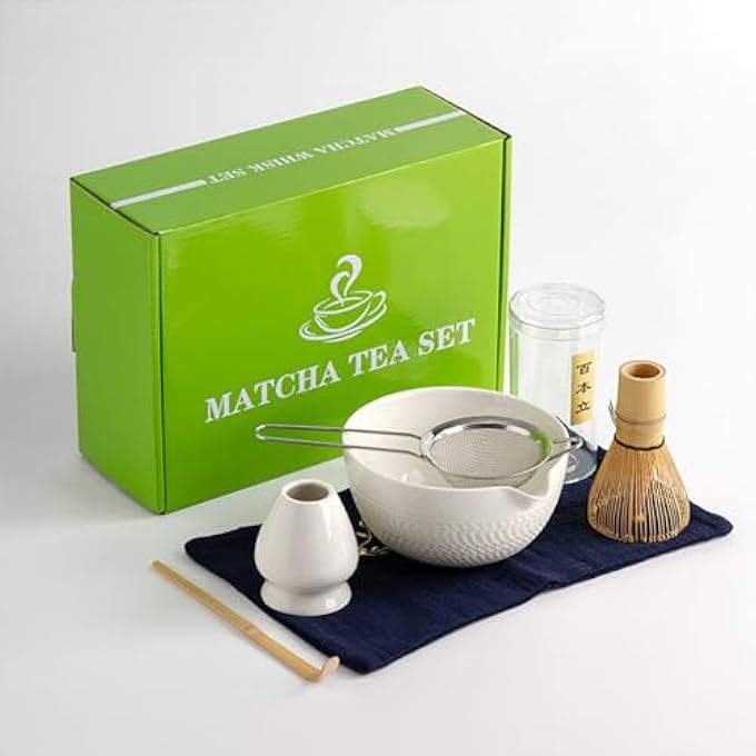BAOLY Matcha Whisk Set6Pcs Japanese Matcha Whisk And Bowl KitMatcha Bowl With SpoutBamboo Matcha Whisk And ScoopTea Making KitTraditional Matcha Tool Set For Matcha Tea Ceremony White - Image 2