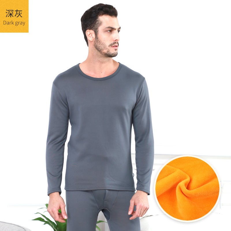 Gold Velvet Thermal Underwear Couple Set Male dark gray 