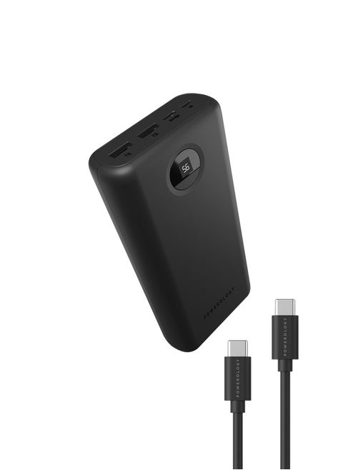 30000mAh Portable Power Bank, Ultra High Capacity, Portable Powerbank with Type-C to Type-C Cable, Fast Charging,  Slim Design, Compatible wit iPhone, Android, AirPods, iPad, and More - Black