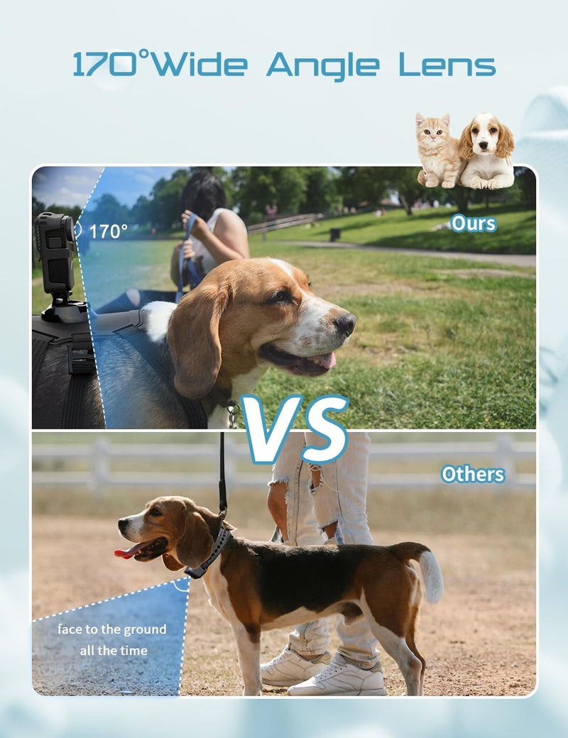 Apexcam Dog Collar Camera with 64GB SD Card, 4K Cat Collar Cameras with Touch Screen, Dog Collar with Camera for Video Records, Pet Cameras Collar for Remote Monitoring Indoor Outdoor Dog Birthday Gift - Image 4