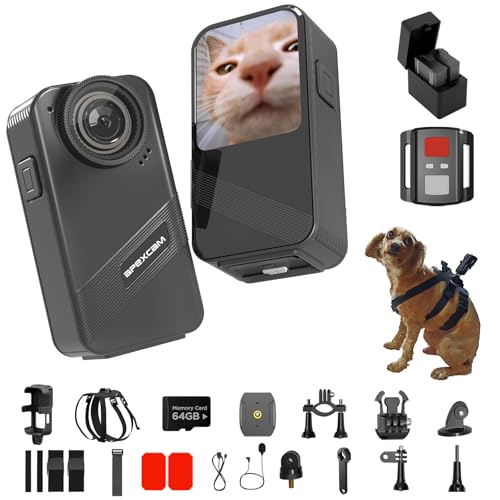 Apexcam Dog Collar Camera with 64GB SD Card, 4K Cat Collar Cameras with Touch Screen, Dog Collar with Camera for Video Records, Pet Cameras Collar for Remote Monitoring Indoor Outdoor Dog Birthday Gift - Image 1