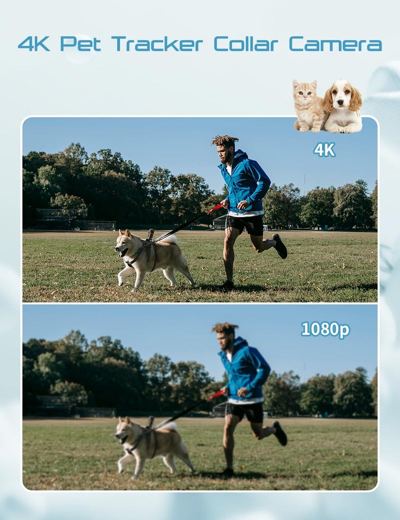 Apexcam Dog Collar Camera with 64GB SD Card, 4K Cat Collar Cameras with Touch Screen, Dog Collar with Camera for Video Records, Pet Cameras Collar for Remote Monitoring Indoor Outdoor Dog Birthday Gift - Image 2