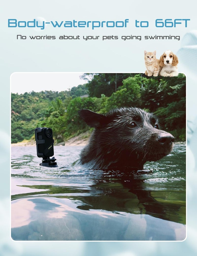 Apexcam Dog Collar Camera with 64GB SD Card, 4K Cat Collar Cameras with Touch Screen, Dog Collar with Camera for Video Records, Pet Cameras Collar for Remote Monitoring Indoor Outdoor Dog Birthday Gift - Image 3