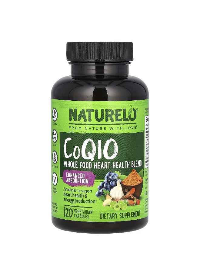 NATURELO NATURELO, CoQ10, Whole Food Heart Health Blend, 120 Vegetarian Capsules  - Image 1