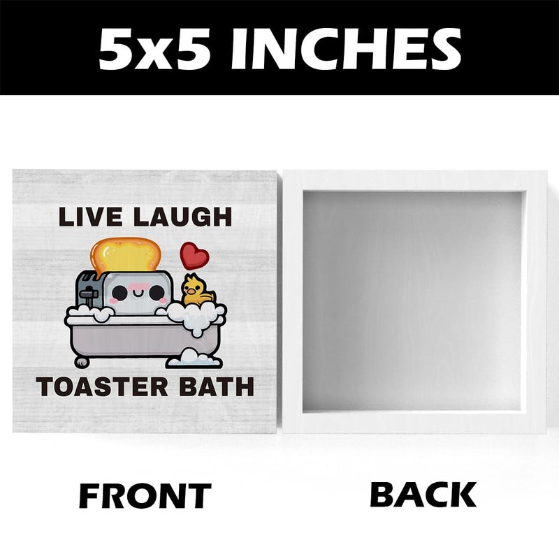 Zopedia Funny Bathroom Decor Live Laugh Toaster Bath Sign Dark Humor Fans Gift Half Bathroom Toilet Farmhouse Restroom Guest Bathroom Shelves Decoration Wood Sign 5 x 5 inch - Image 2