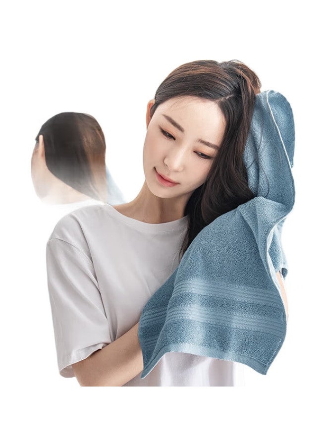 JD.com Jingzao 90G Antibacterial Pure Cotton Towel, Class A Soft Quick-Drying Xinjiang Cotton, Thickened Face Towel, 2 Pieces, Blue + Gray - Image 1