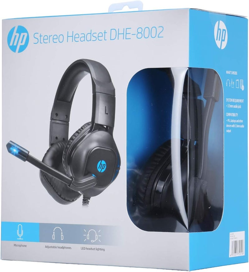 HP Stereo Headphone with LED DHE-8002 - Black, Wired - Image 4