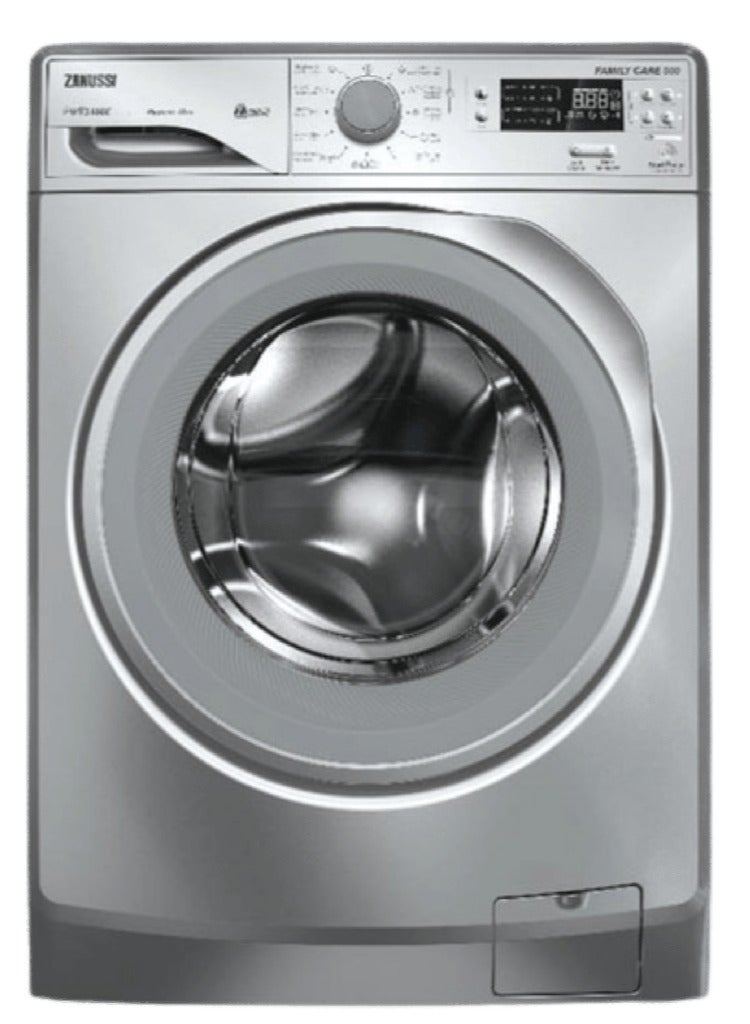 زانوسي غسالة اوتوماتيك (بيرلاماكس)، تحميل امامي، رقمية متعددة البرامج، بخار برو وايت، 7 كجم، فضي - ZWF7240SV5 - Image 1