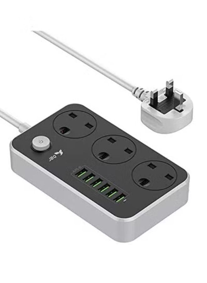 ACLIX 3 Power Socket And 6 Port USB Adapter Grey - Image 1
