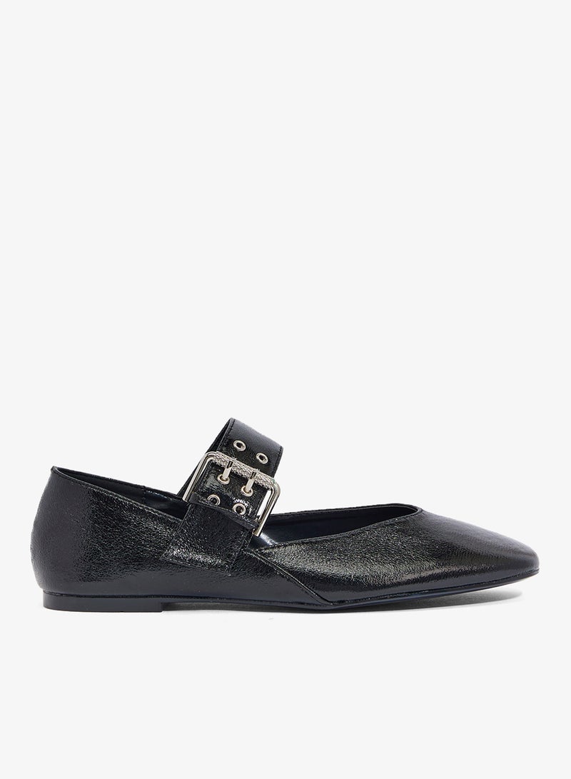 Ginger Ballet Flats With Metal Buckle - Image 1