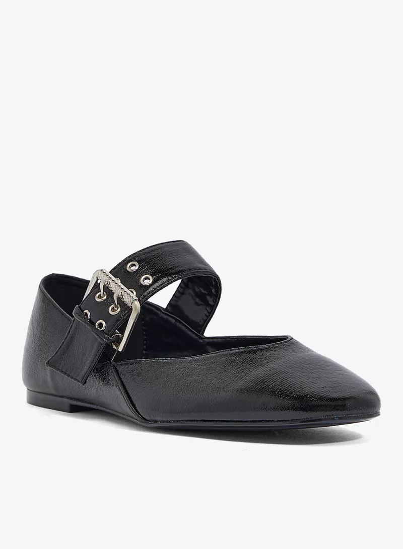 Ginger Ballet Flats With Metal Buckle